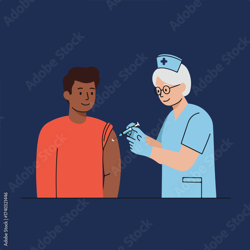 A person receives a vaccination from a healthcare professional