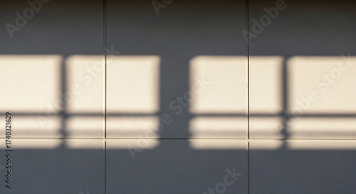 Abstract Geometric Window Shadow on Modern Minimalist Wall Showing Architectural Texture Light Clean Design and Contemporary Interior Style