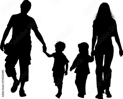 Grunge background with Family Silhouette