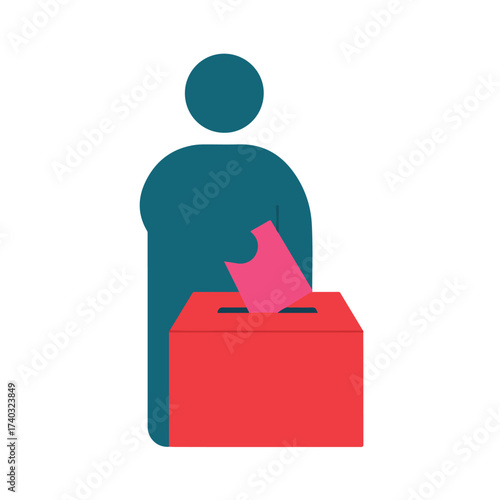 Person placing pink paper into a red ballot box