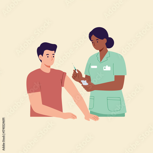 Healthcare professional administers vaccination to an individual