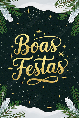 Cartaz Minimalista Boas Festas com Fundo Neutro