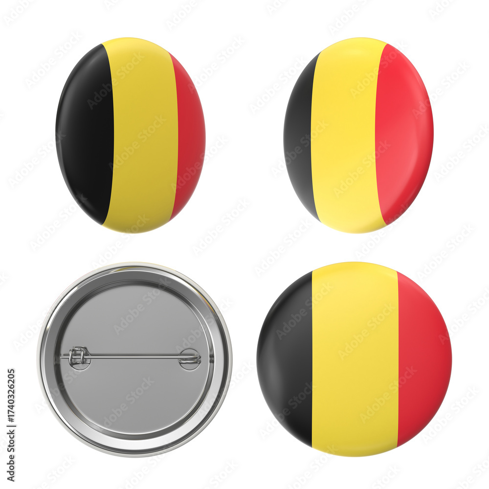 Fototapeta premium Belgian flag badges patriotic round button pins