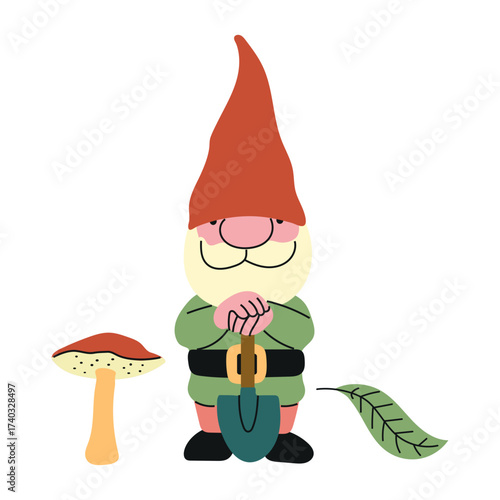 Garden Gnome hand drawn icon clipart avatar logotype isolated illustration