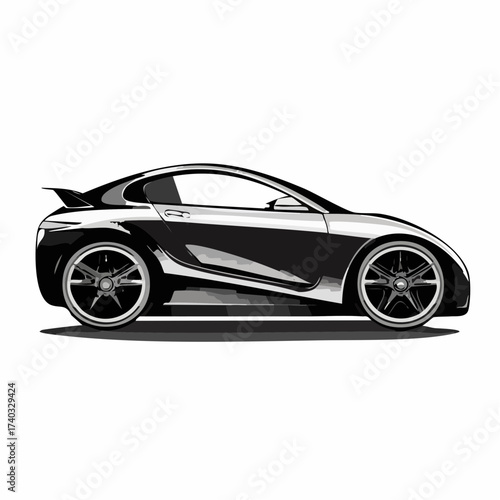 Side Profile of a Sleek Modern Sports Car Design Illustration