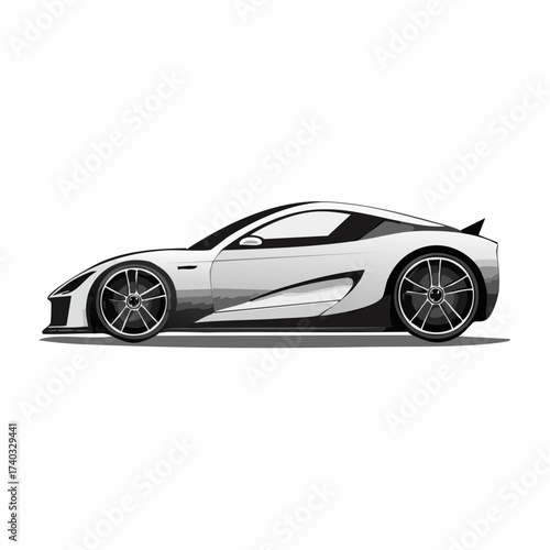 Side Profile of a Sleek Modern Sports Car Design Illustration