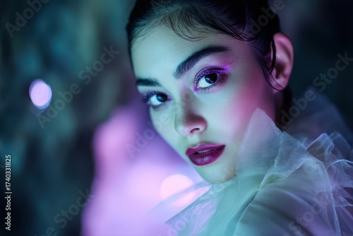 Elegant woman with dark hai...