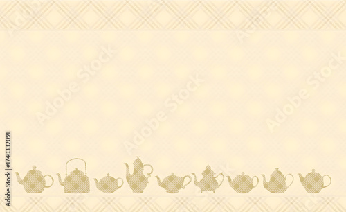 Teapots on Beige Landscape