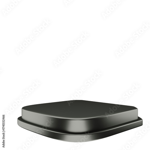 Black 3d rendered square podium stage with rounded corners
