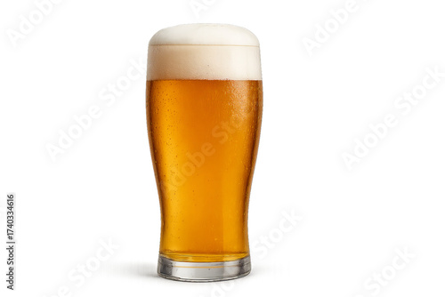 Beer glass filled with golden lager