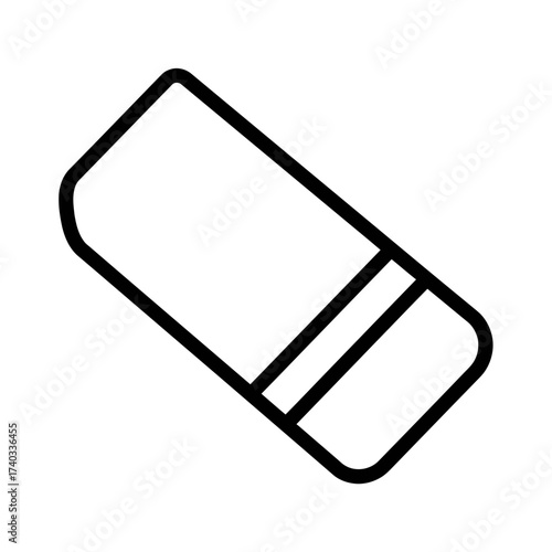A simple black outline icon of a rectangular rubber eraser used for correcting mistakes.
