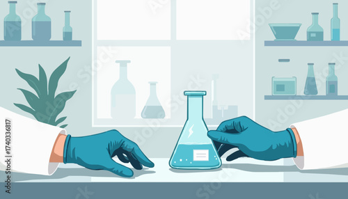 Gloved Hands Working in a Research Laboratory