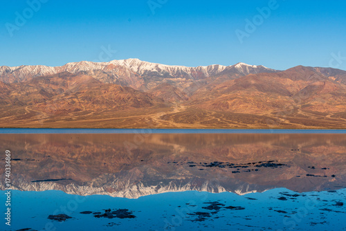 Panamint Mountains Reflected in Shallow Lake Manly, Death Valley National Park