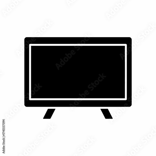 Black and white illustration of a television set on a stand.