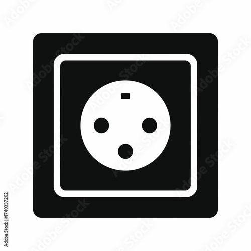 Black and white graphic of a European power outlet.