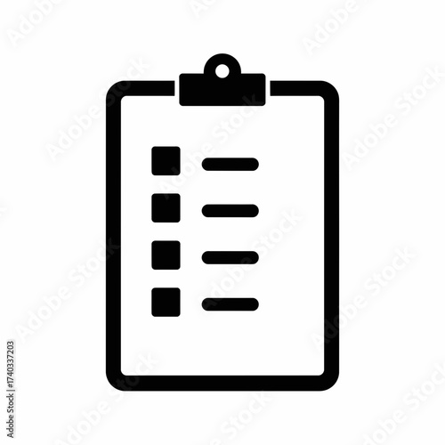 Black and white image of a clipboard with a checklist, ready to be filled.