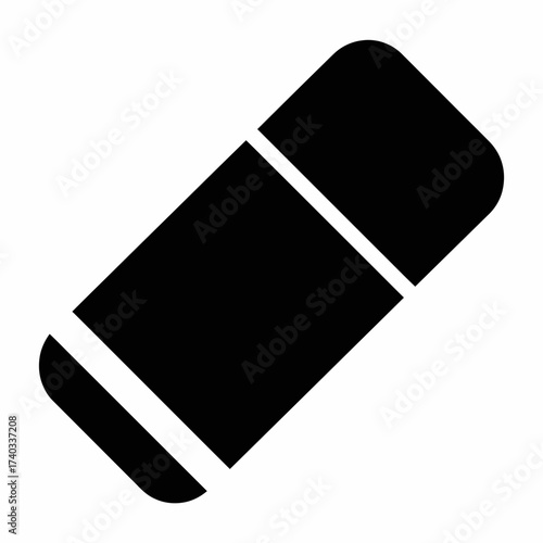 Black and white illustration of a rectangular eraser with rounded edges, commonly used for removing pencil marks.