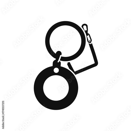 Black and white illustration of a keychain with two rings.