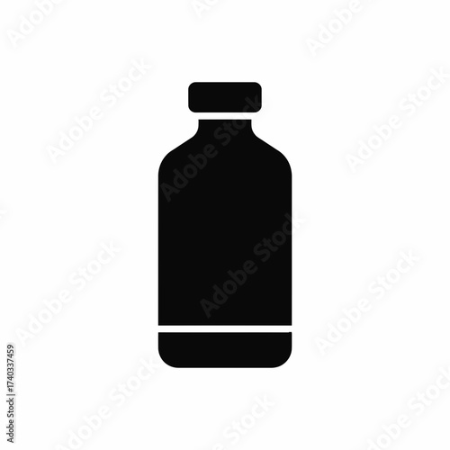 A simple black silhouette icon of a bottle with a cap, isolated on a plain white background.