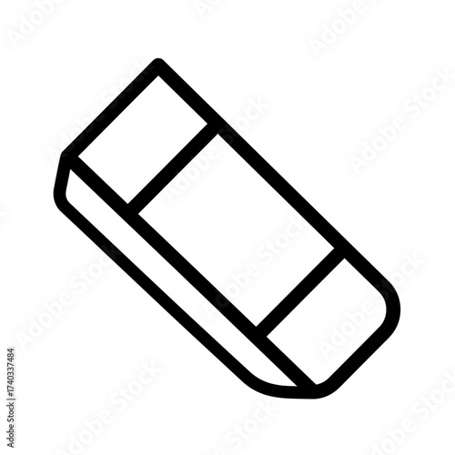 A minimalist black line icon of a rectangular rubber eraser, a common school and office supply.