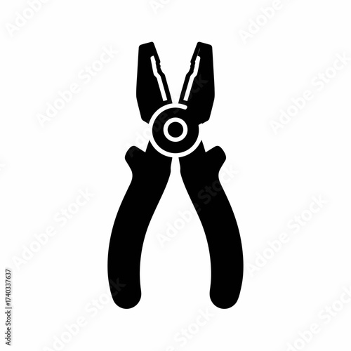 Silhouette of a pair of pliers, a hand tool used for gripping, bending, and cutting.