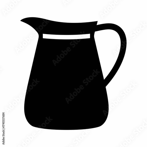 Black silhouette of a classic pitcher with a handle and pouring spout, ideal for serving various liquids and beverages.