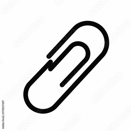 A minimalist black outline icon of a standard paperclip, isolated on a clean white background.