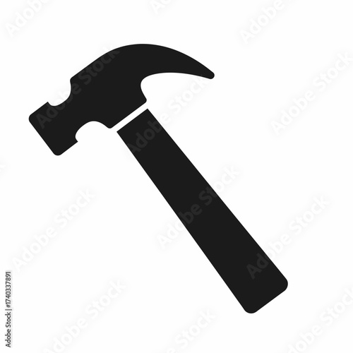 Wallpaper Mural Black silhouette of a claw hammer on a white background, a common hand tool for construction and DIY tasks. Torontodigital.ca