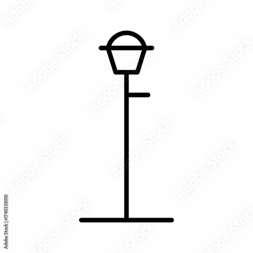Simple line drawing of a street lamp with a round top and a small arm.