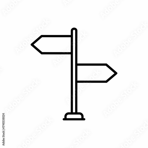 Directional signpost with arrows pointing left and right in black and white.