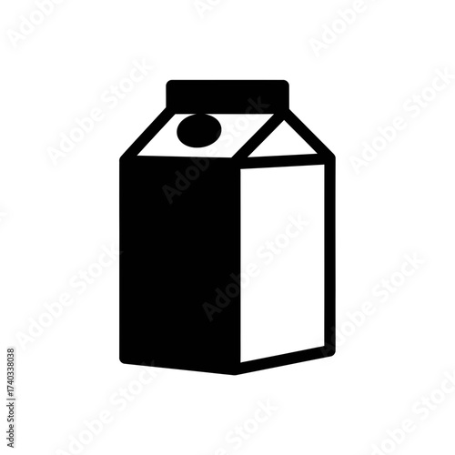 A simple black and white illustration of a carton of milk, commonly used for dairy products.