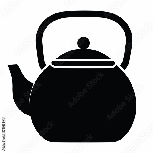 A black silhouette of a classic teapot with a handle and spout, perfect for kitchen or beverage-related designs.