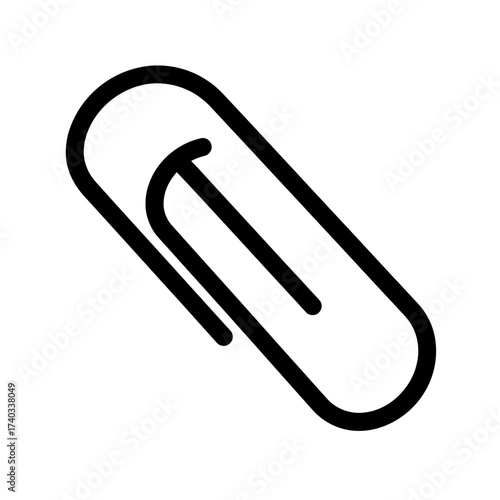 Black and white paper clip illustration on white background.