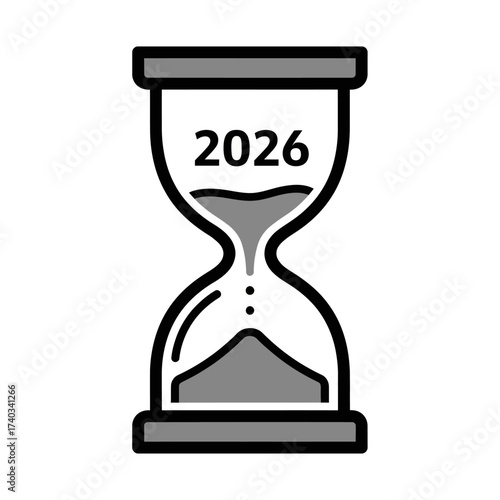 Hourglass Symbolizing the Year 2026 with Flowing Sand.