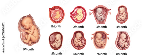 Fetal Development Month by Month Baby Growth Stages from 1 to 9 Months in the Womb
