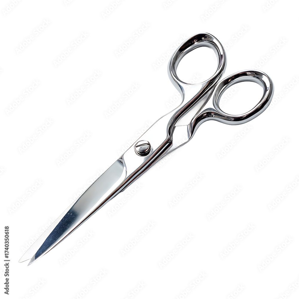 Obraz premium Silver scissors isolated a clean white background symbolizing precision craft office work creativity minimalism and business or design related visuals