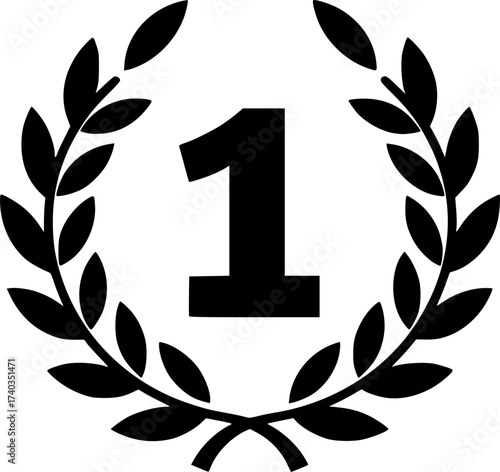 first laurel glyph flat vector icon
