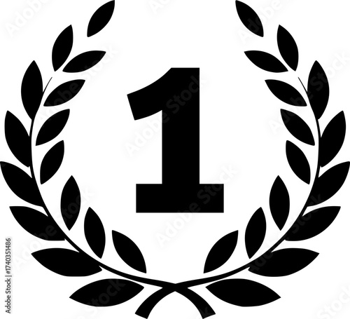 first laurel glyph flat vector icon

