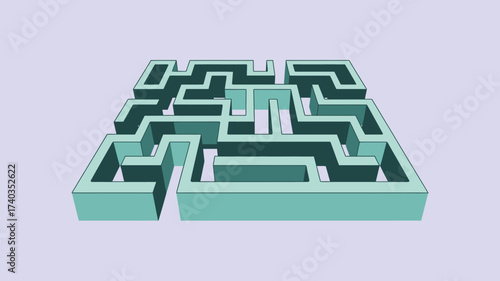 3D Teal Maze with Light Purple Background labyrinth puzzle