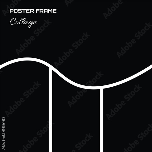 Modern Vertical Wave Photo Collage Template. Poster Frame Style