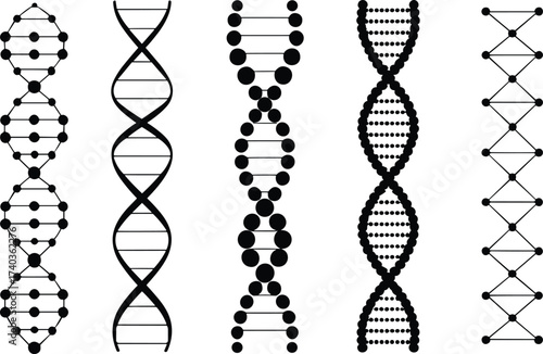 DNA double helix cartoon, genetic structure set, molecular biology icon, vector illustration, schematic strands, scientific design, genome concept, abstract representation
