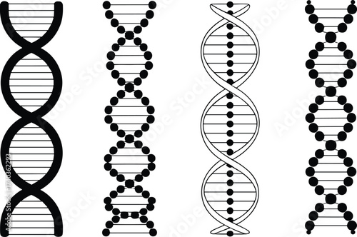 DNA double helix cartoon, genetic structure set, molecular biology icon, vector illustration, stylized strands, schematic design, genome concept, scientific symbol