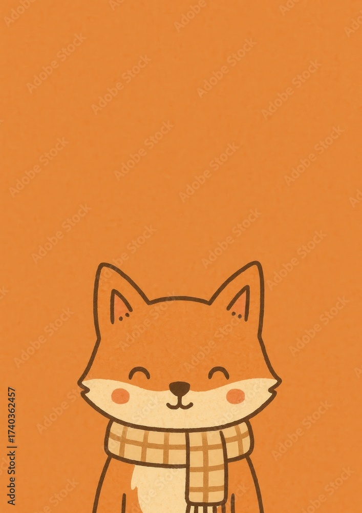 Obraz premium Cute fox wearing scarf.