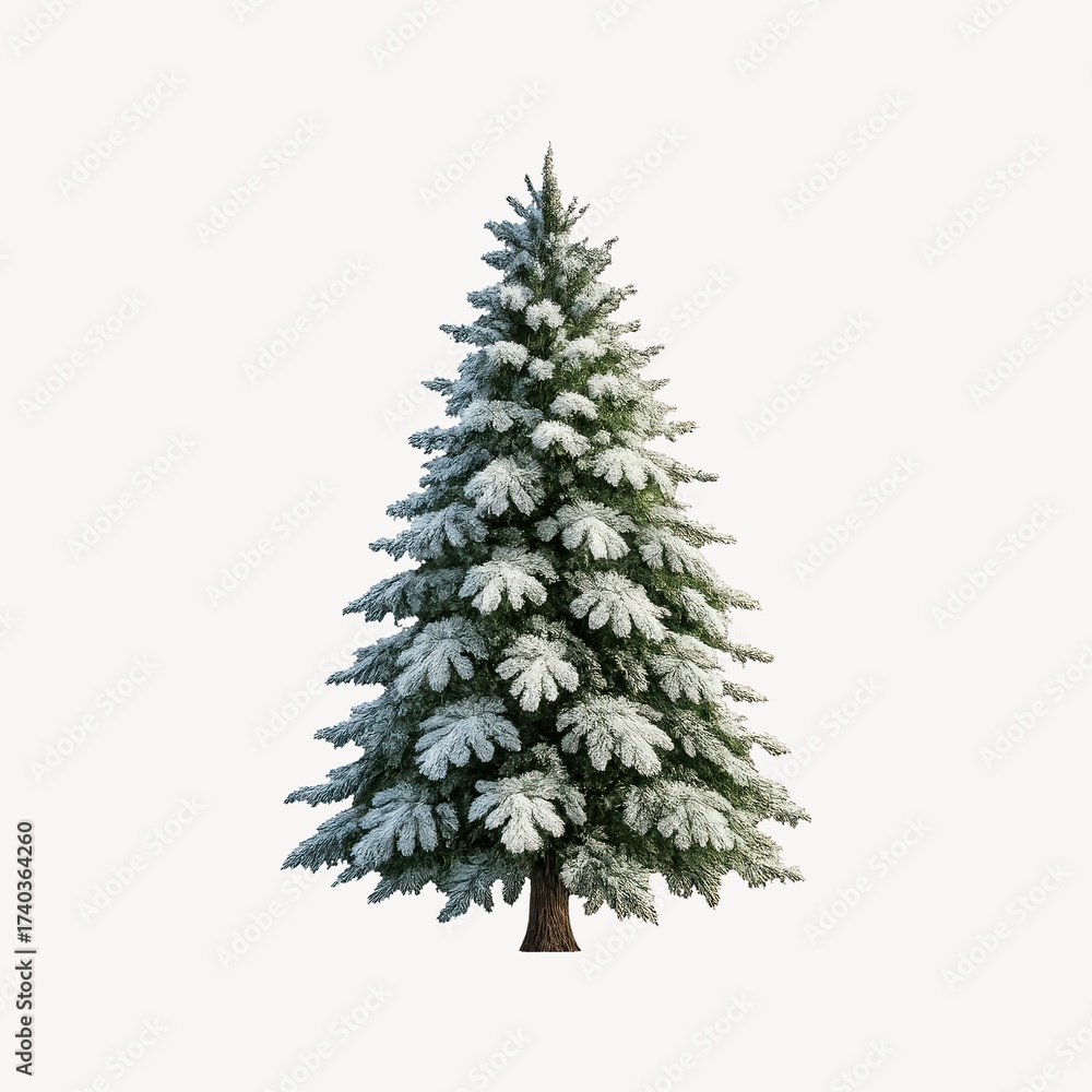 Obraz premium Snow-covered evergreen tree illustration.