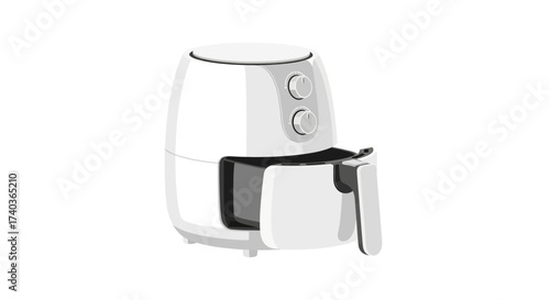 Contemporary White Air Fryer Illustration for Modern Kitchen Appliance