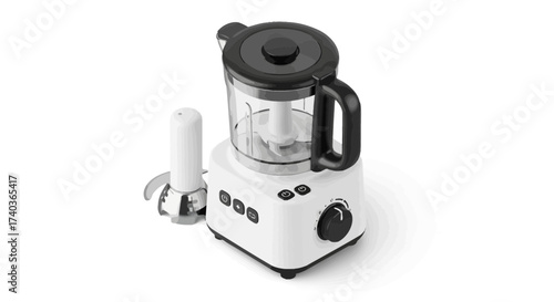 Isolated electric food processor, modern kitchen tool illustration