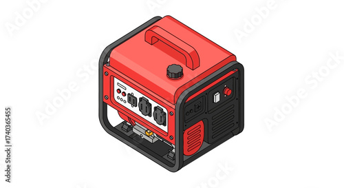 Isometric depiction of a portable generator useful for power outages