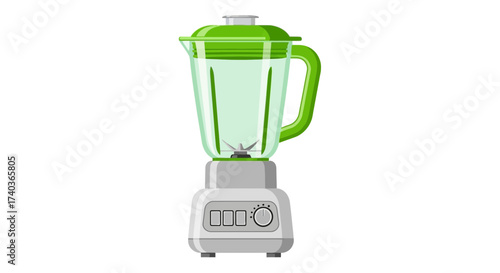 Modern electric blender with vibrant green accents for culinary illustrations
