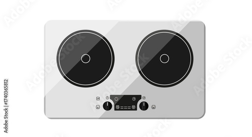 Modern Electric Cooktop Illustration Featuring Two Heating Elements