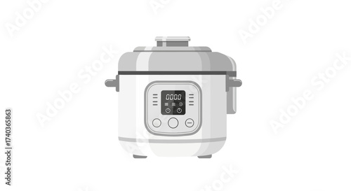 Modern electric pressure cooker appliance illustration on white backdrop